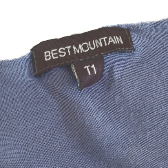 Dusty Blue Distressed T-shirt with Stud Peace Sign - Picture 4 of 7